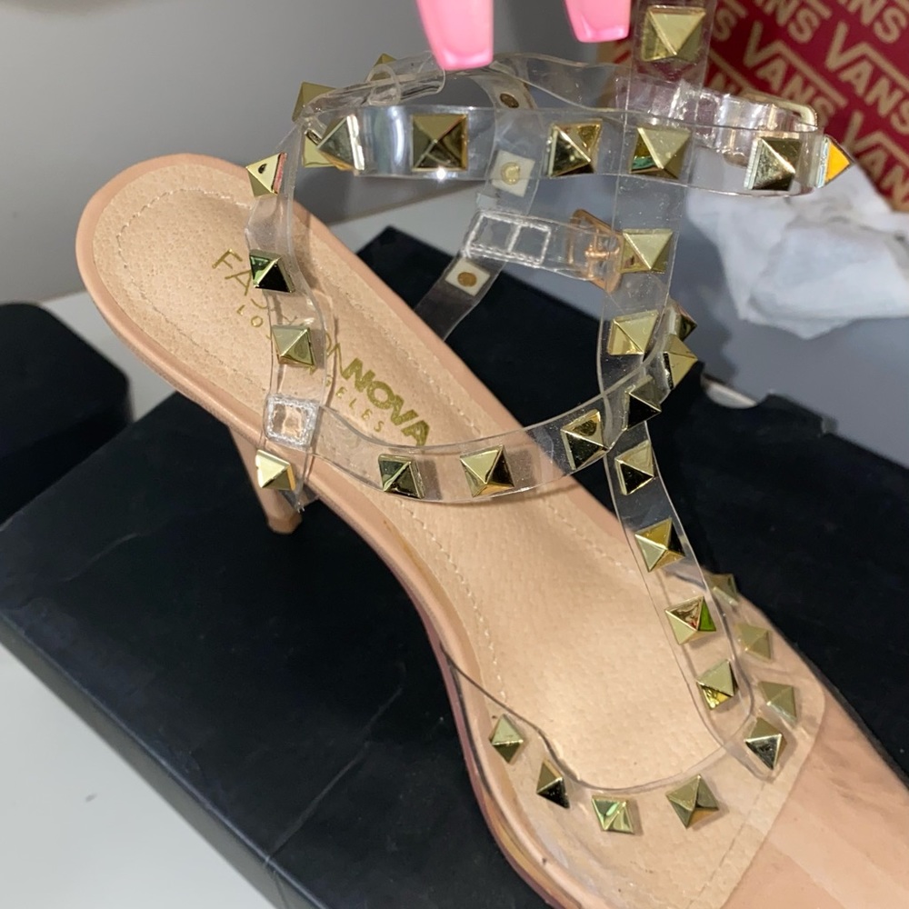 Clear spike heels